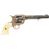 45 cal revolver - Engraved Brass Calvary with white handle